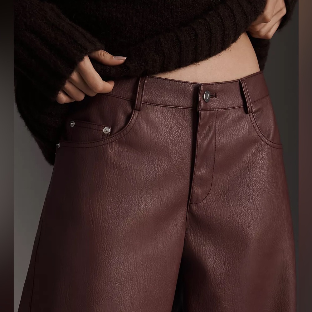 NWT Anthropologie Pilcro Faux Leather Twisted Balloon Pants - Picture 5 of 9